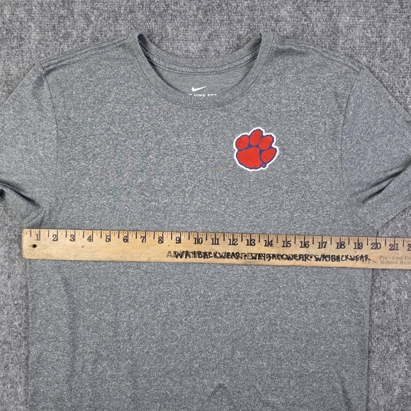 Clemson Tigers Nike Tee Shirt Athletic Cut Grey Orange Paw Print L College NCAA - Picture 6 of 8